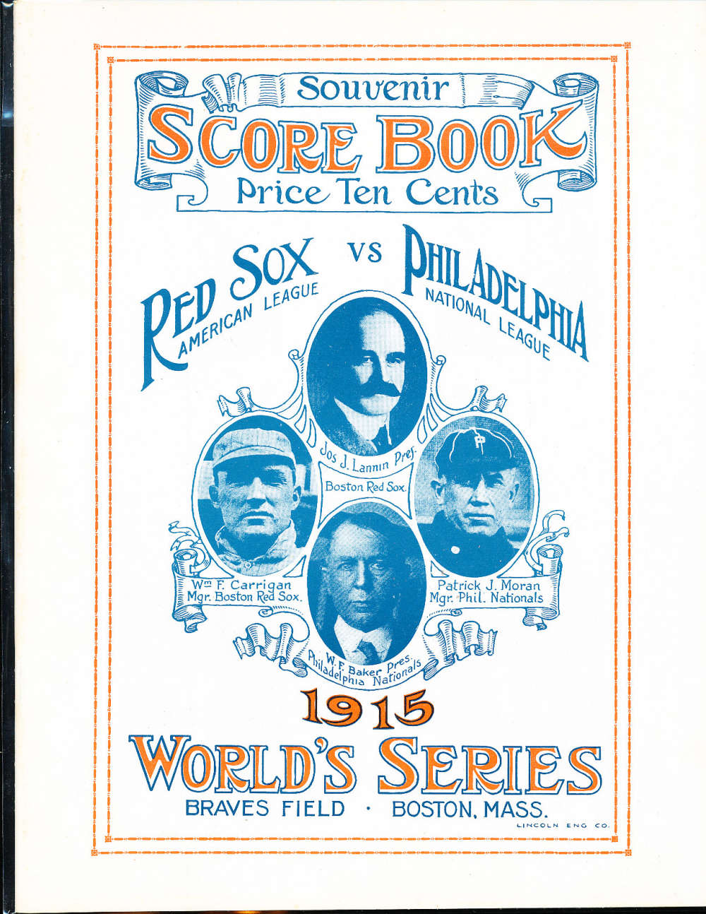 1915 Boston Red Sox vs Philadelphia Phillies World Series Program NM Opie Reprint