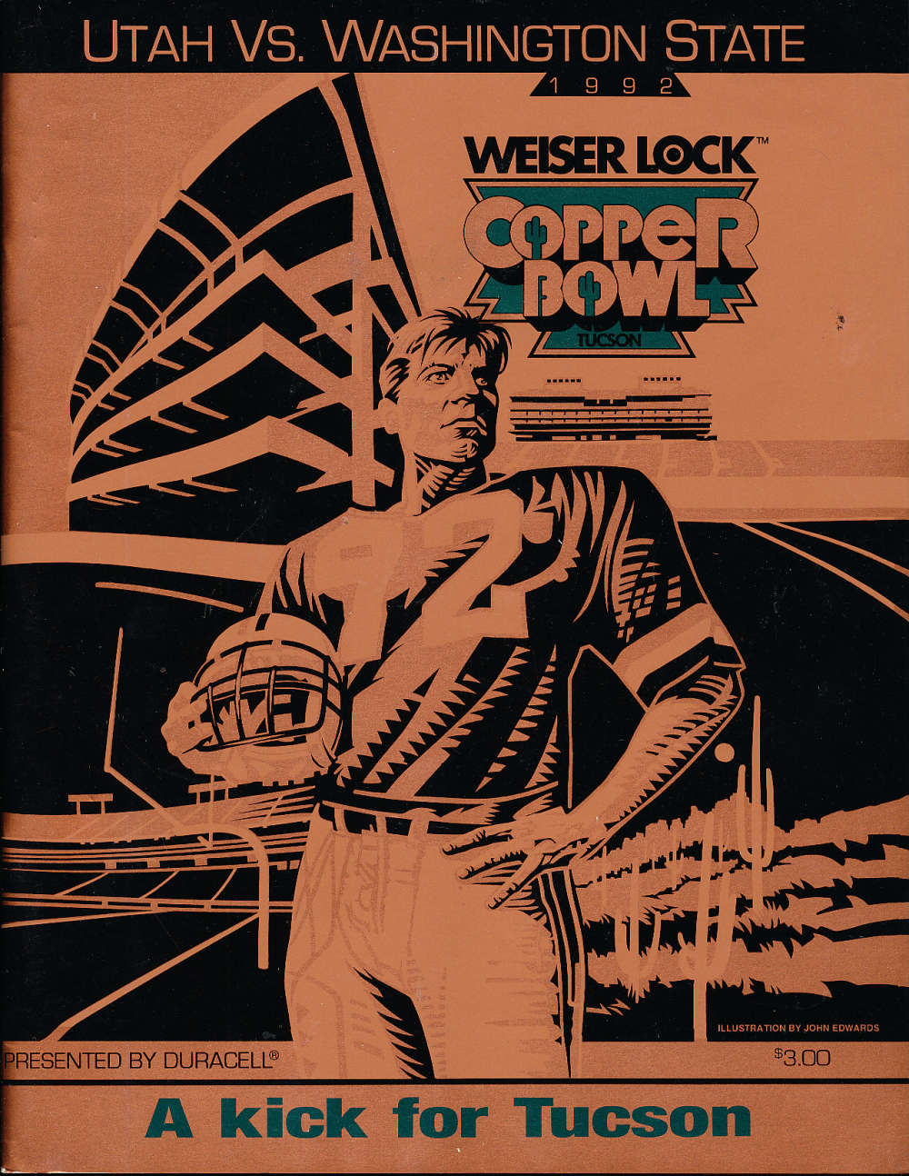 1992 Copper Bowl football Program Utah vs Washington State