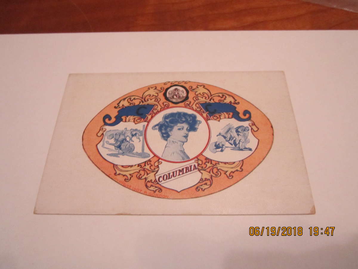 1907 Columbia University Football Gordon lady postcard 