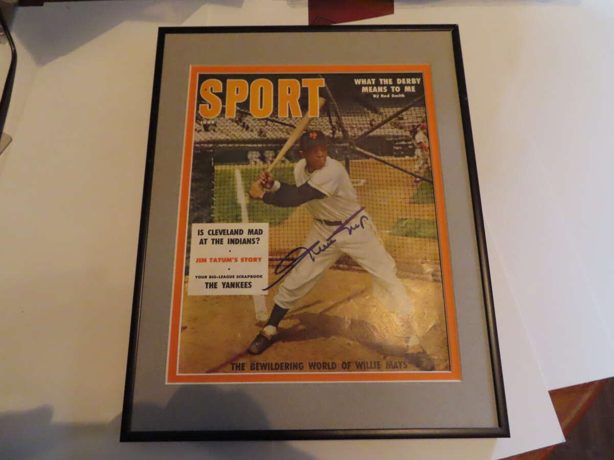 1956 Sport Magazine cover Signed by Willie Mays bxlg